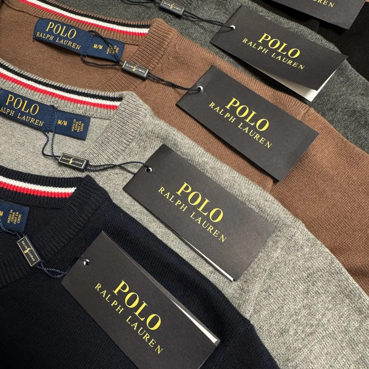 P190 M101#Ralph Lauren pony embroidered crew neck sweater Color: black, light gray, camel, dark gray, royal blue Size: M-XXL